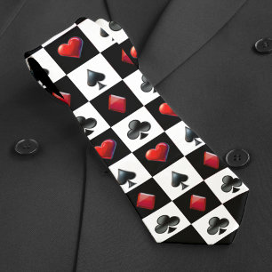 Casino Playing Card Suit Chequerboard Pattern Tie