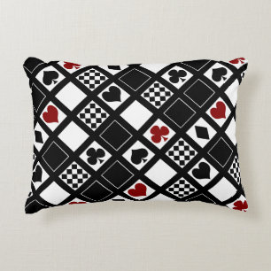 Casino playing cards suits hearts crosses clubs sp decorative cushion