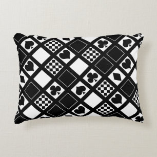 Casino playing cards suits hearts crosses clubs sp decorative cushion