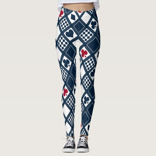 Casino playing cards suits hearts crosses clubs sp leggings (Front)