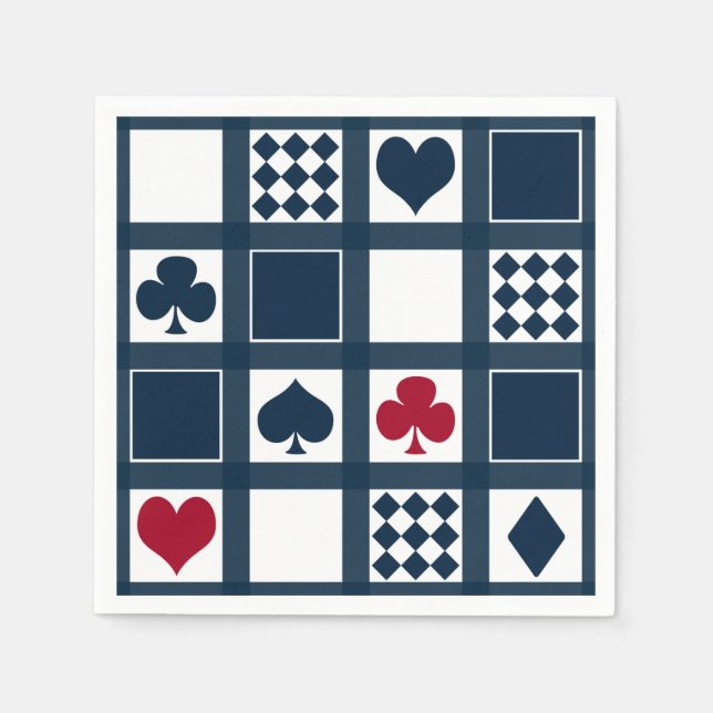 Casino playing cards suits hearts crosses clubs sp napkin (Front)