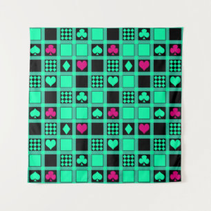 Casino playing cards suits hearts crosses clubs sp tapestry