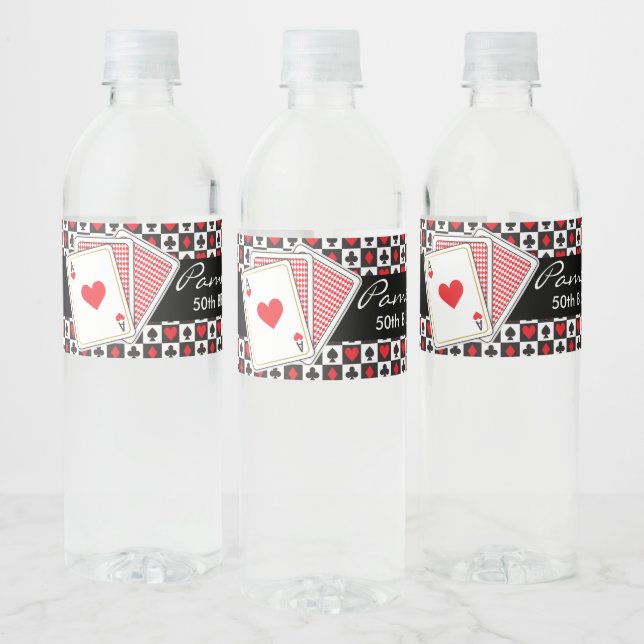 Casino Playing Cards Water Bottle Label (Bottles)