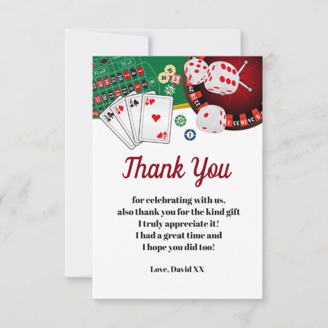 casino, poker, adult, thank you card (Front)