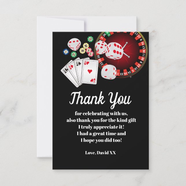 casino, poker, adult, thank you card (Front)