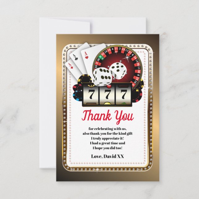 casino, poker, adult, thank you card (Front)