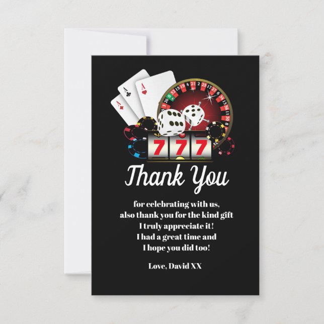 casino, poker, adult, thank you card (Front)