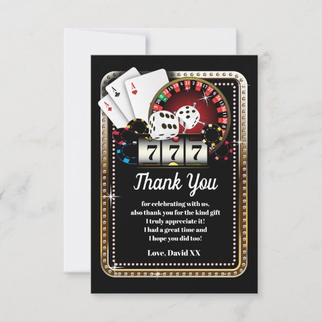 casino, poker, adult, thank you card (Front)
