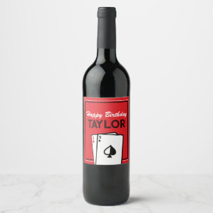 Casino Poker Birthday Wine Bottle Labels