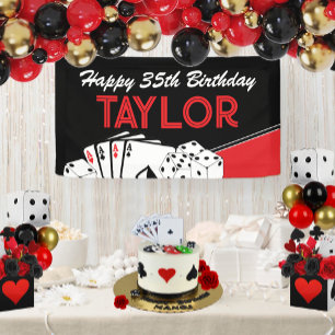 Casino Poker Card Birthday Party Banner Sign
