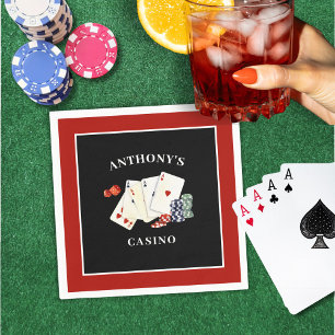 Casino Poker Card Party Personalised Napkin