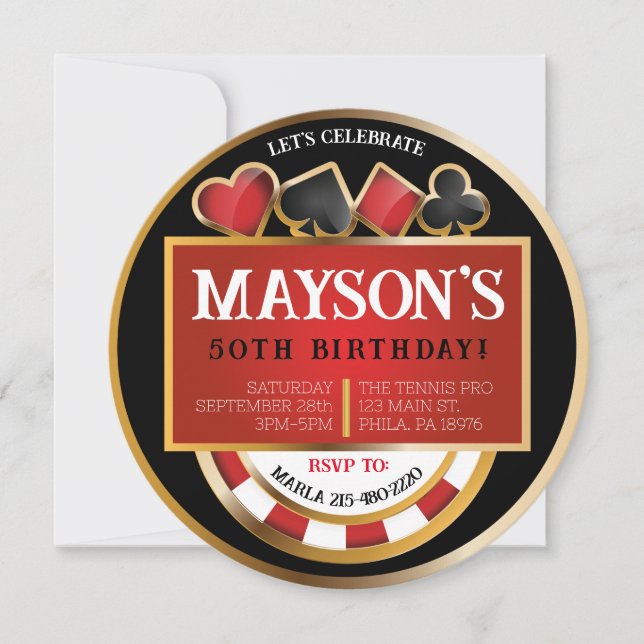 CASINO POKER Cards Birthday Party Invitation (Front)