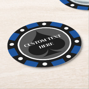 Casino poker chip coasters with custom design
