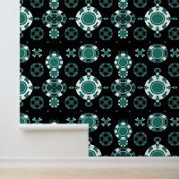 Casino Poker Chips Pattern in Teal and Black