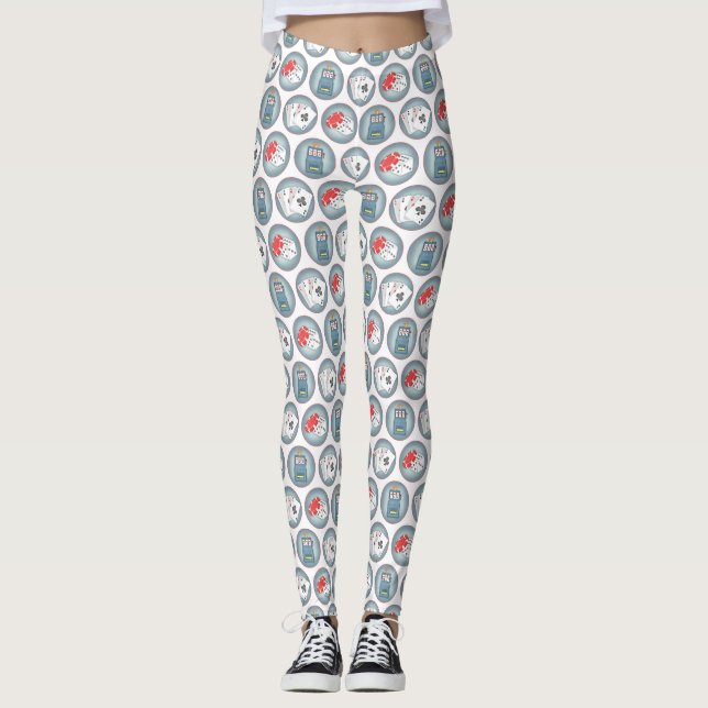 Casino Poker Gambling Playing Cards Slot Machine Leggings (Front)