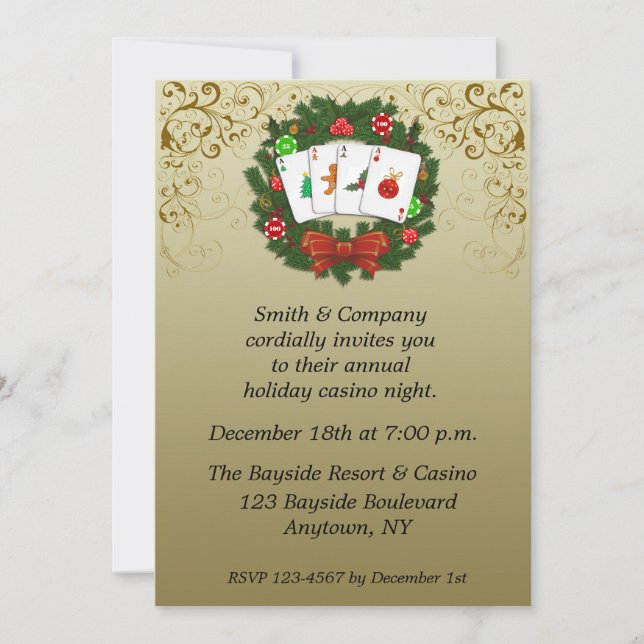 Casino Poker Holiday Invitation (Front)