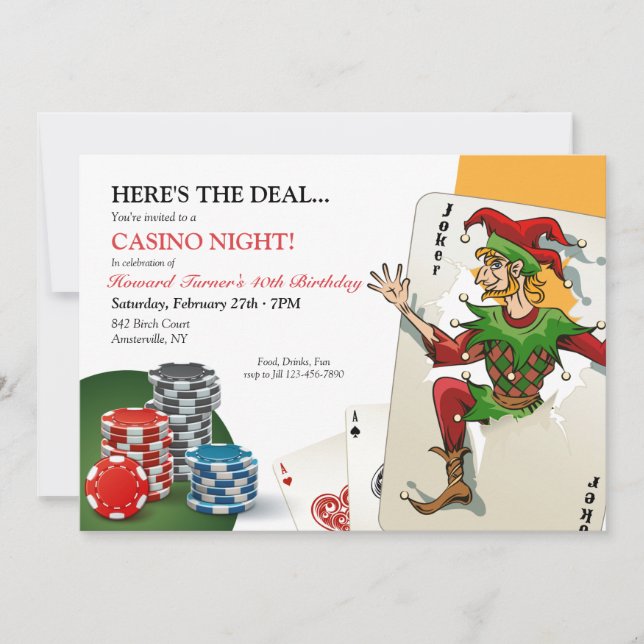 Casino Poker Night Invitation (Front)