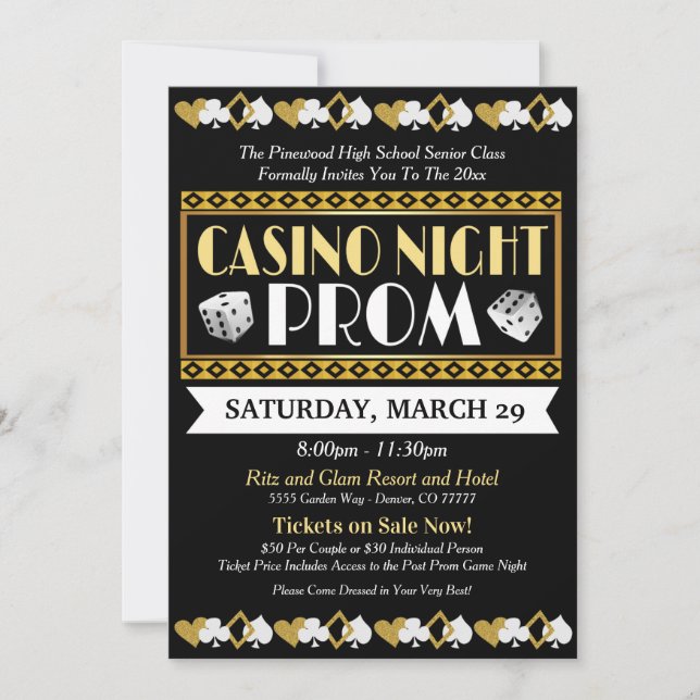 Casino Prom Night High School Dance Invitation (Front)