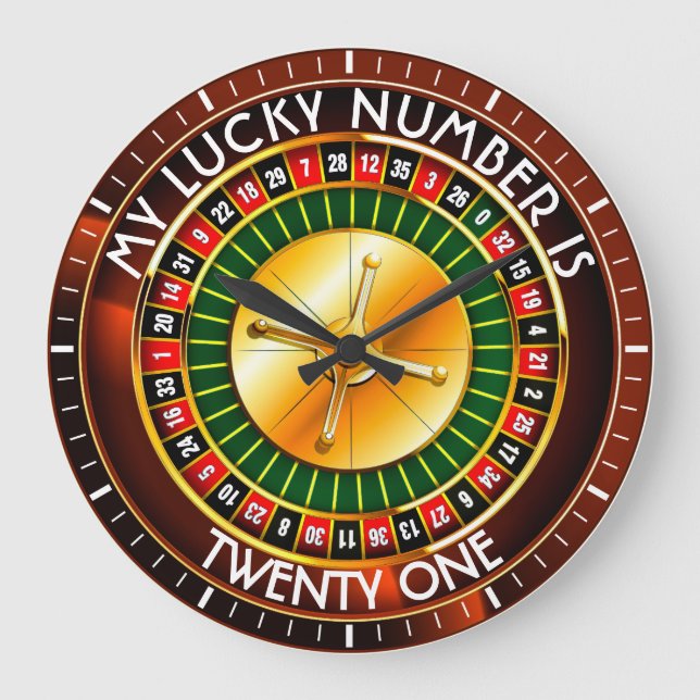 Casino Roulette Wheel With Your Lucky Number Large Clock (Front)
