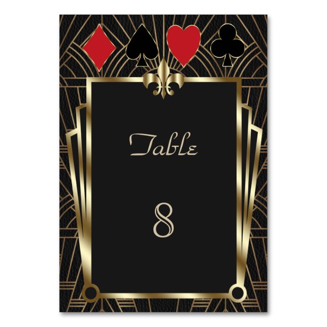 Casino Royale Poker 40th Birthday Party Table Number (Back)