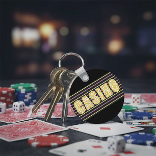 Casino Sign with Neon Polka Dot Letters Key Ring