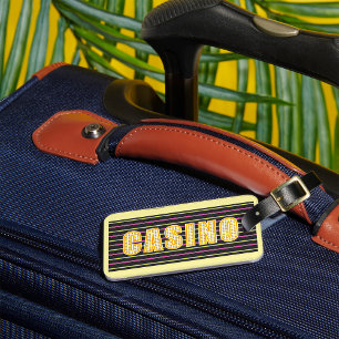 Casino Sign with Neon Polka Dot Letters Luggage Tag
