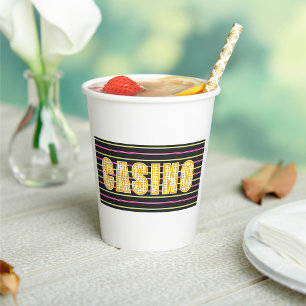 Casino Sign with Neon Polka Dot Letters Paper Cups