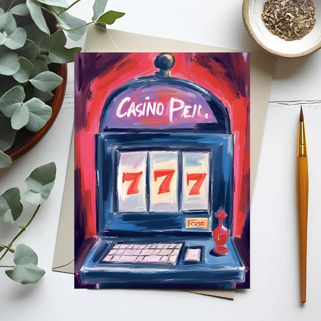 Casino Slot Machine Painting Postcard (Creator Uploaded)