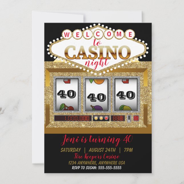casino slots machine las Vegas casino night Invitation (Front)