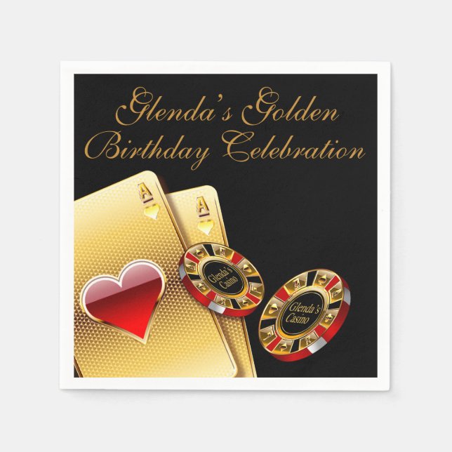 Casino Style Party ASK ME TO PUT NAMES IN CHIPS Napkin (Front)