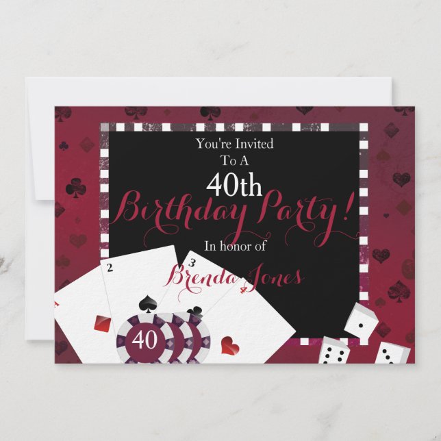 casino theme birthday party invitation (Front)