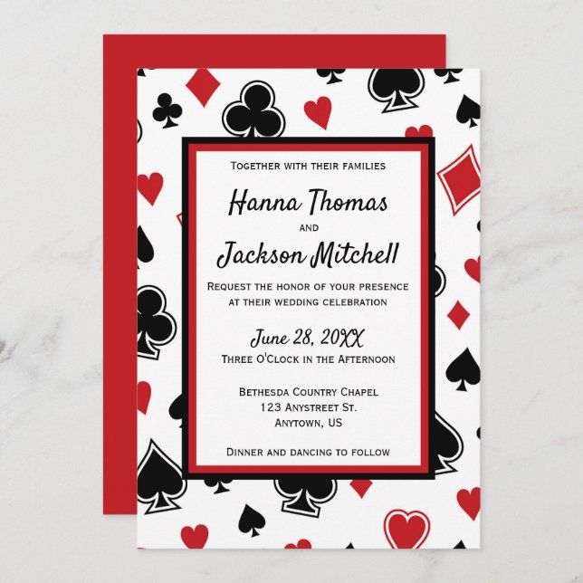 Casino Theme Las Vegas Wedding Invitation (Front/Back)