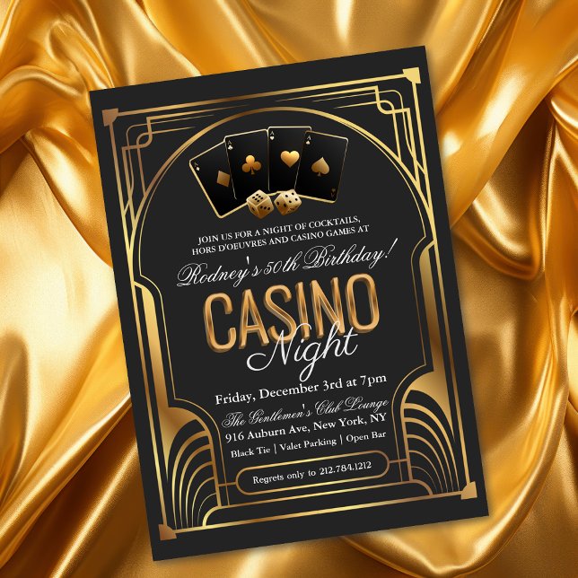 Casino Vegas Black and Gold Birthday Invitation (Creator Uploaded)