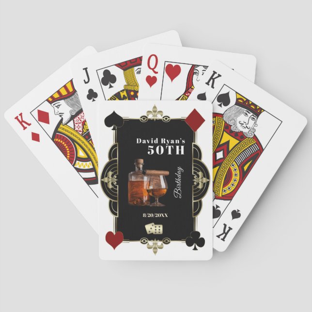 Casino Vegas Cognac And Cigar Man 50th Birthday  Playing Cards (Back)