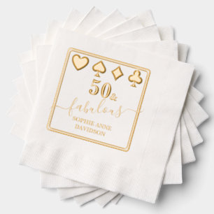 Casino Vegas Gold 50 and Fabulous Woman Birthday Foil Napkins