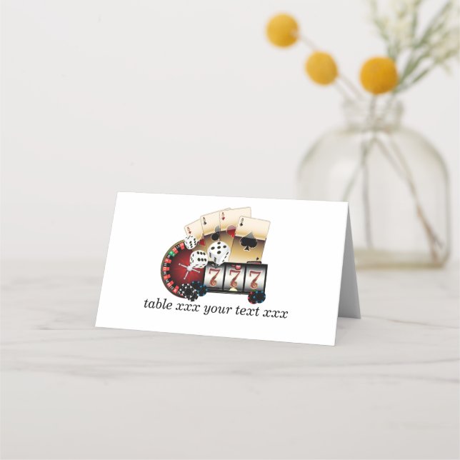 casino, vegas, poker, gambling, adult place card (Front)