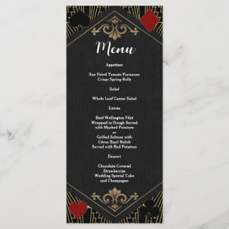 Casino Vegas Roaring 20s Gatsby Art Deco Wedding Menu