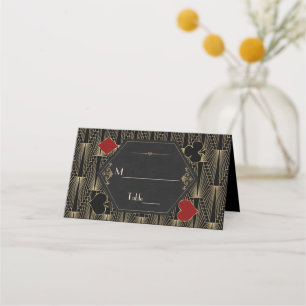 Casino Vegas Roaring 20s Gatsby Art Deco Wedding Place Card