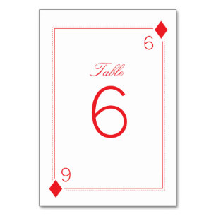 Casino Wedding Table Number Card - Diamonds