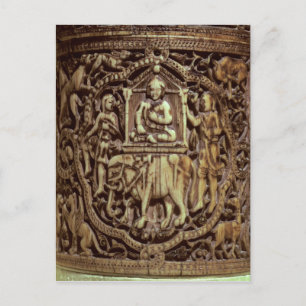 Casket, detail of Man Being Carried on an Postcard