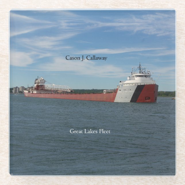 Cason J. Callaway glass coaster (Front)