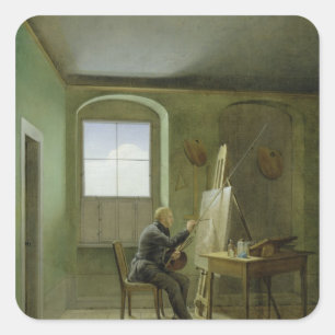 Caspar David Friedrich  in his studio, 1811 Square Sticker