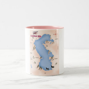 Caspian Sea Vintage Style Map travel poster Two-Tone Coffee Mug