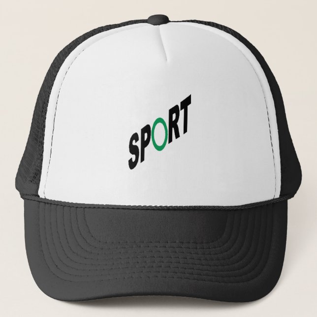 Casquette Trucker blanc noir  SPORT  Hat (Front)