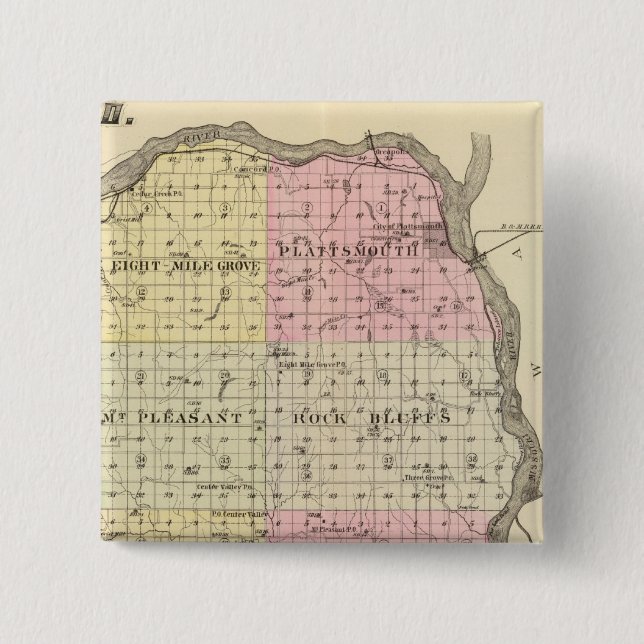 Cass County, Nebraska 15 Cm Square Badge (Front)