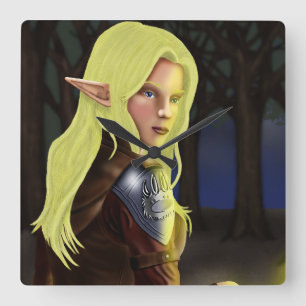 Cassa sits at a campfire square wall clock