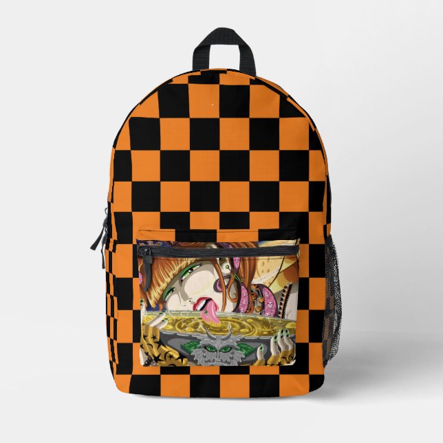 Cassandra's Elixir w/ Orange 80s Checkers Printed Backpack (Front)