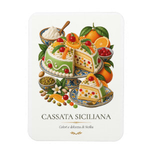 Cassata Siciliana - Vintage Italian Dessert Magnet