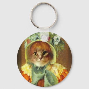 Cassatt Bonnet on Kitten  Key Ring