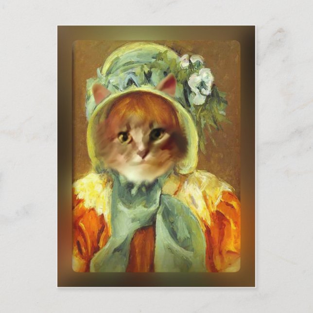 Cassatt Bonnet on Kitten  Postcard (Front)